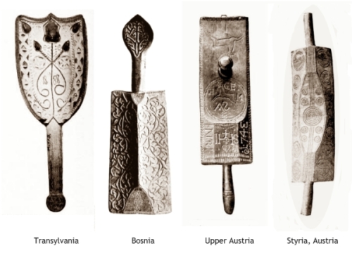 mangling boards from Transylvania, Bosnia, Upper Austria and Styria